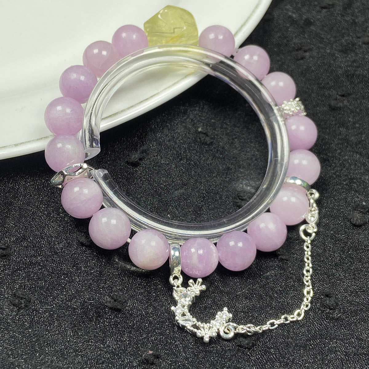 Irregular Citrine 9mm Kunzite Round Bbeads Bracelet Crystal Healing Gemstone Women Jewelry