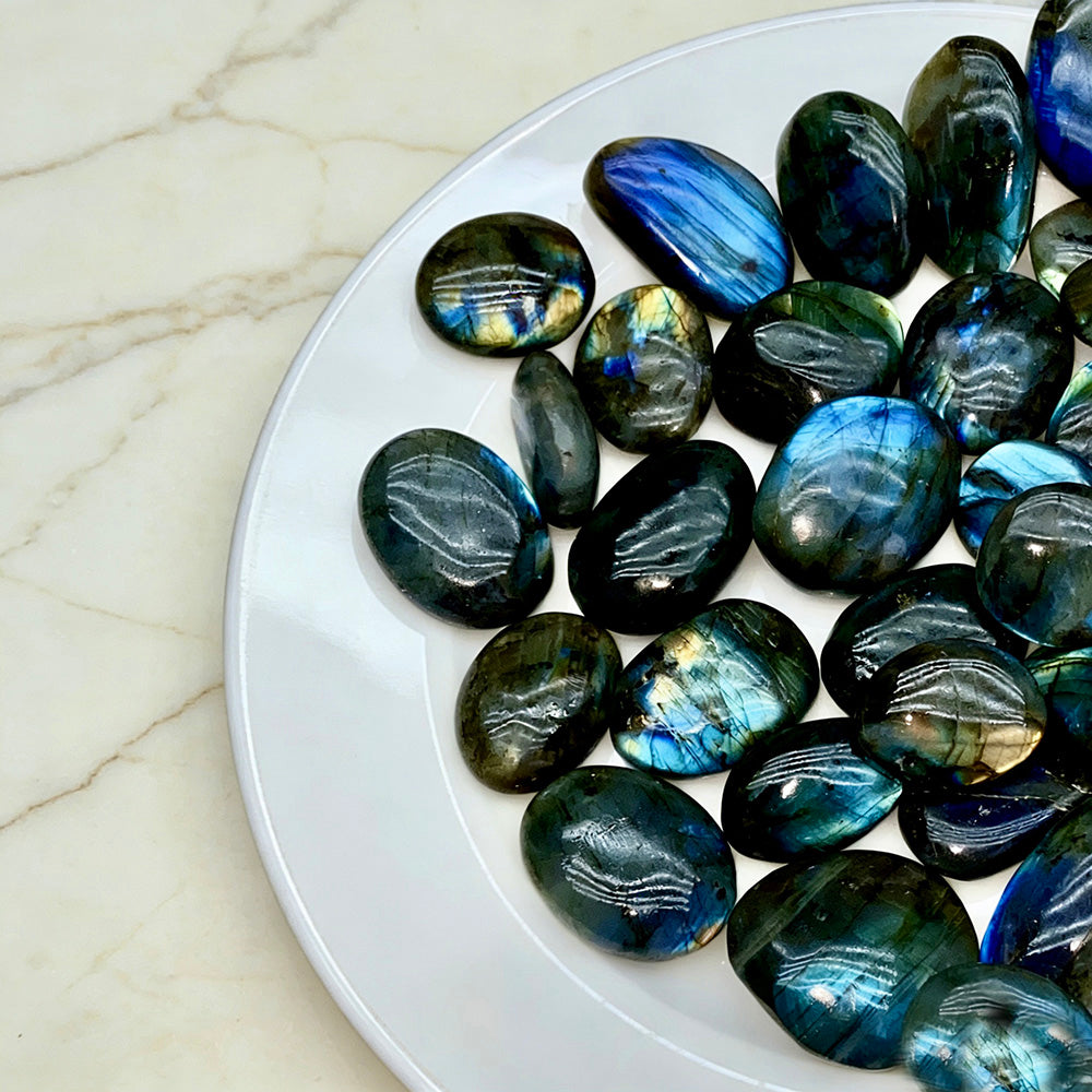 Natural Blue  Purple Flash Labradorite Crystal Palm