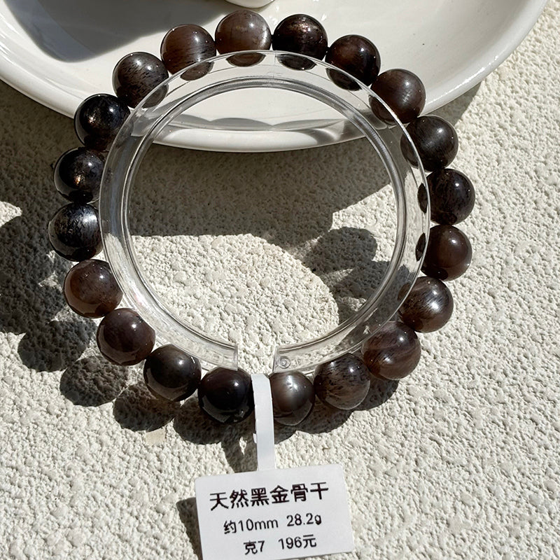 High Quality Skeletal Crystal Bracelet Black Golden Sunstone Bangle