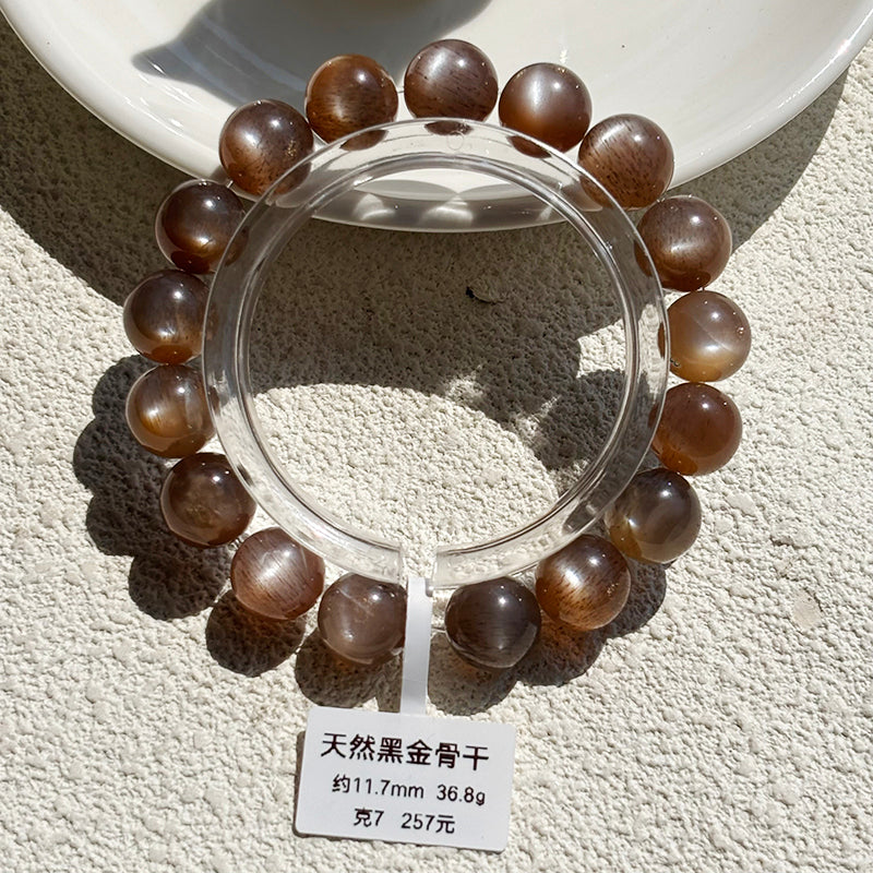 High Quality Skeletal Crystal Bracelet Black Golden Sunstone Bangle