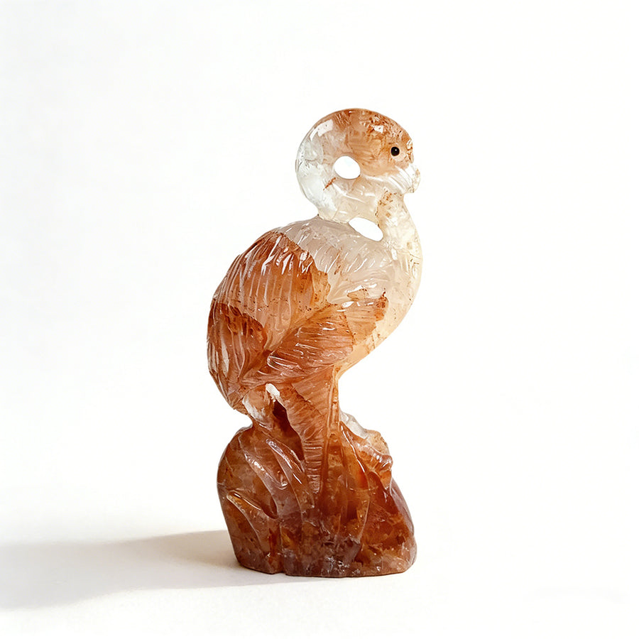 Fire Quartz Flamingo Bird Gemstone  Crystal Animal