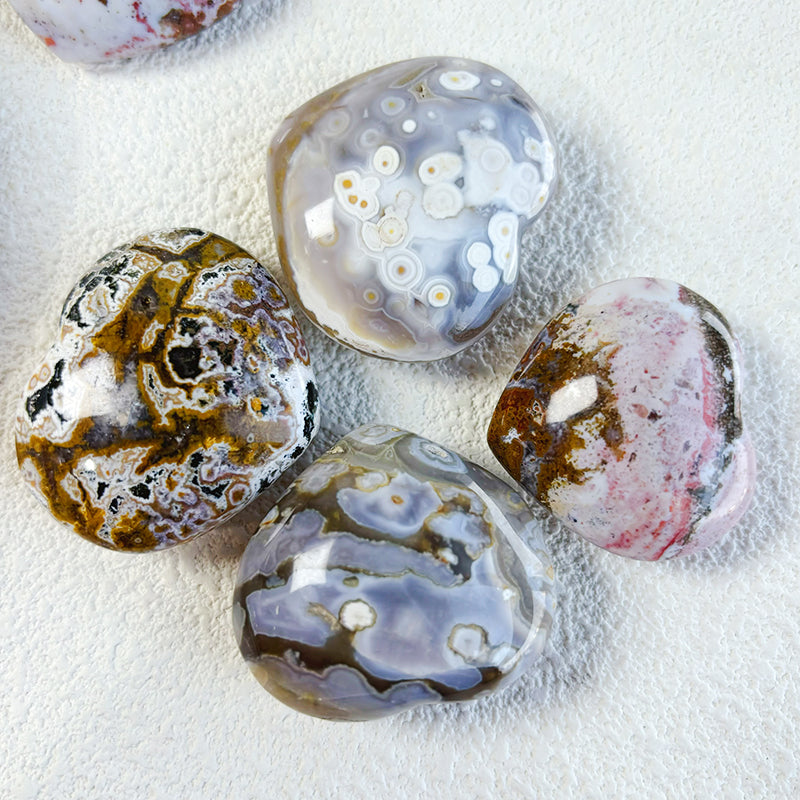 Crystal Ocean Jasper Heart Different Patterns Sea Stone Palm