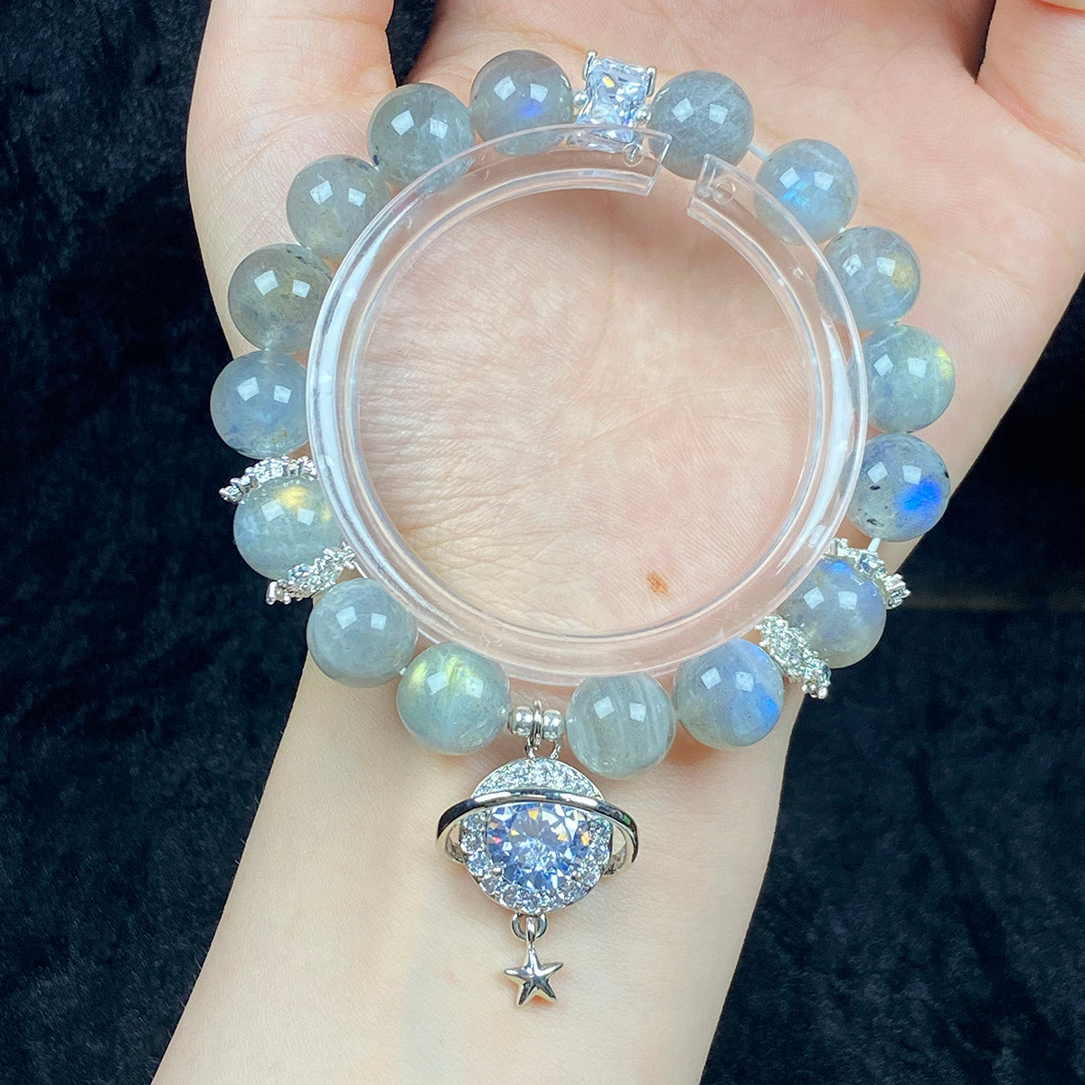 11 MM Labradorite Bracelet Flash Pendant Gemstone Beaded Energy Handmade Jewelry