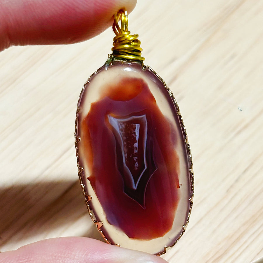 Pink Carnelian Pendant Diy Crystal Agate Necklace