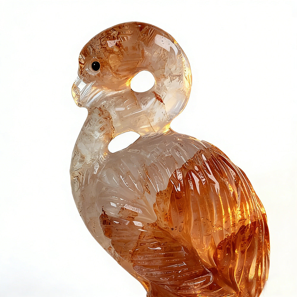 Fire Quartz Flamingo Bird Gemstone  Crystal Animal