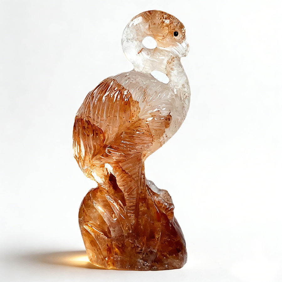 Fire Quartz Flamingo Bird Gemstone  Crystal Animal