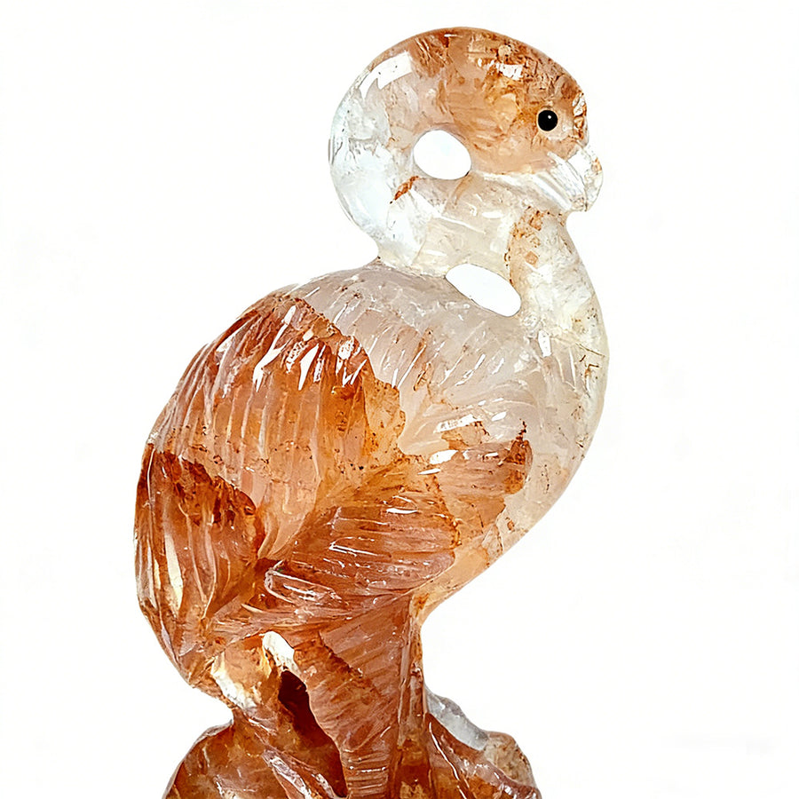 Fire Quartz Flamingo Bird Gemstone  Crystal Animal