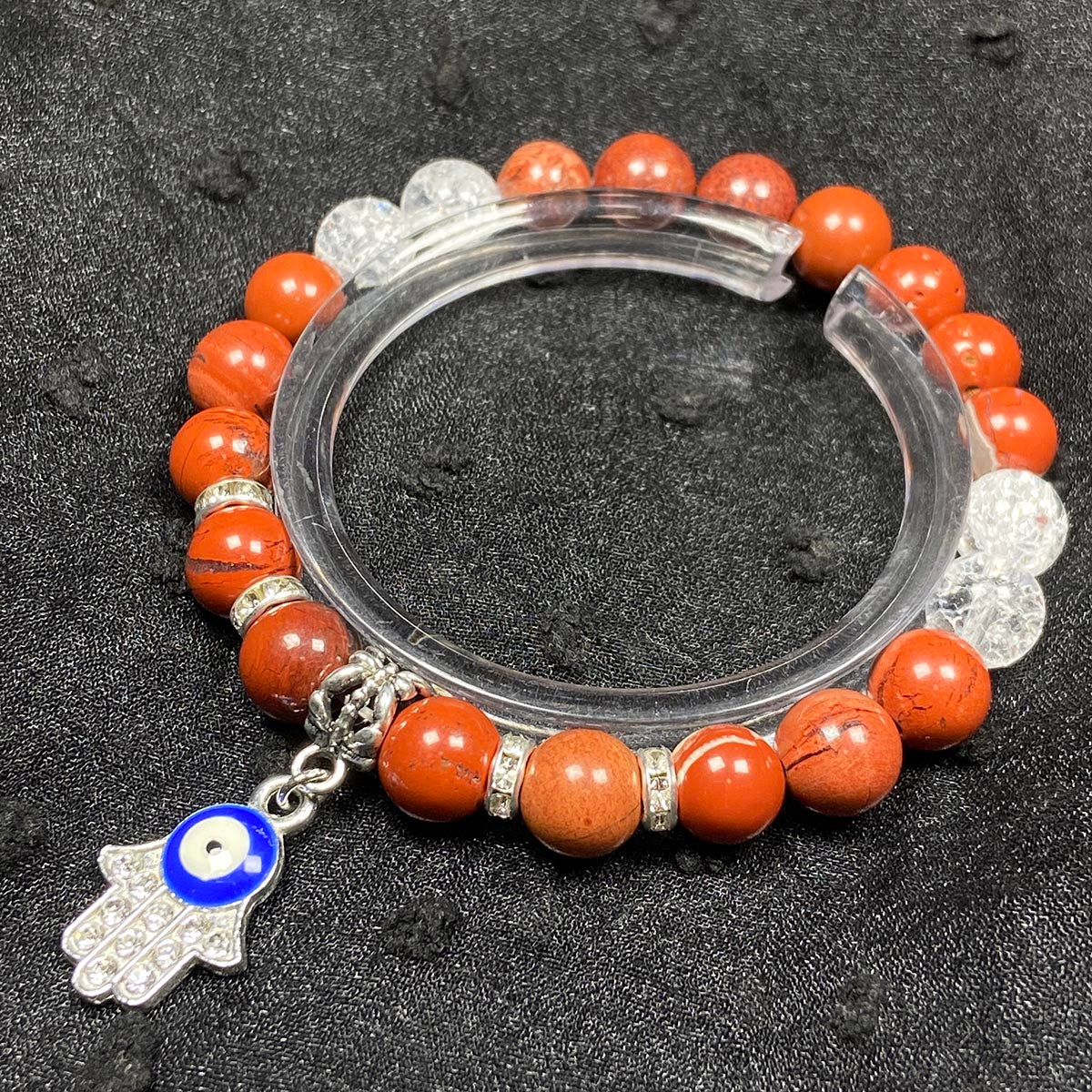 8mm Red Jasper Bracelet Evil Eye Pendant Yoga Meditation Prayer Reiki Fashion Charm Jewelry