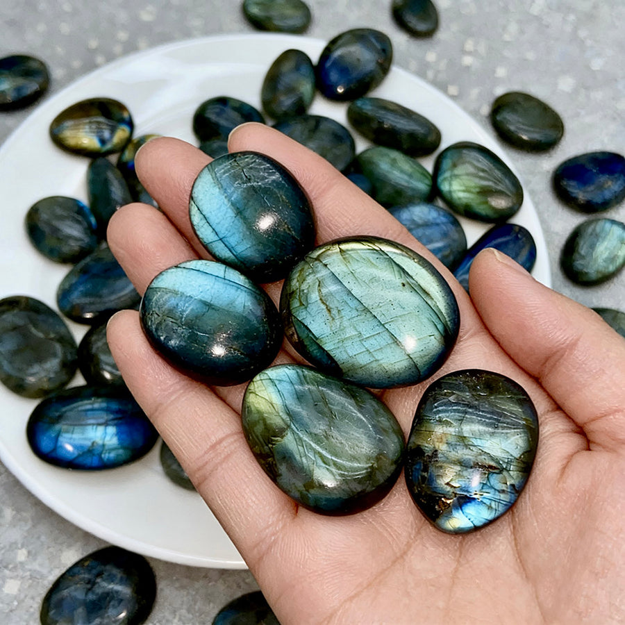 Natural Blue  Purple Flash Labradorite Crystal Palm