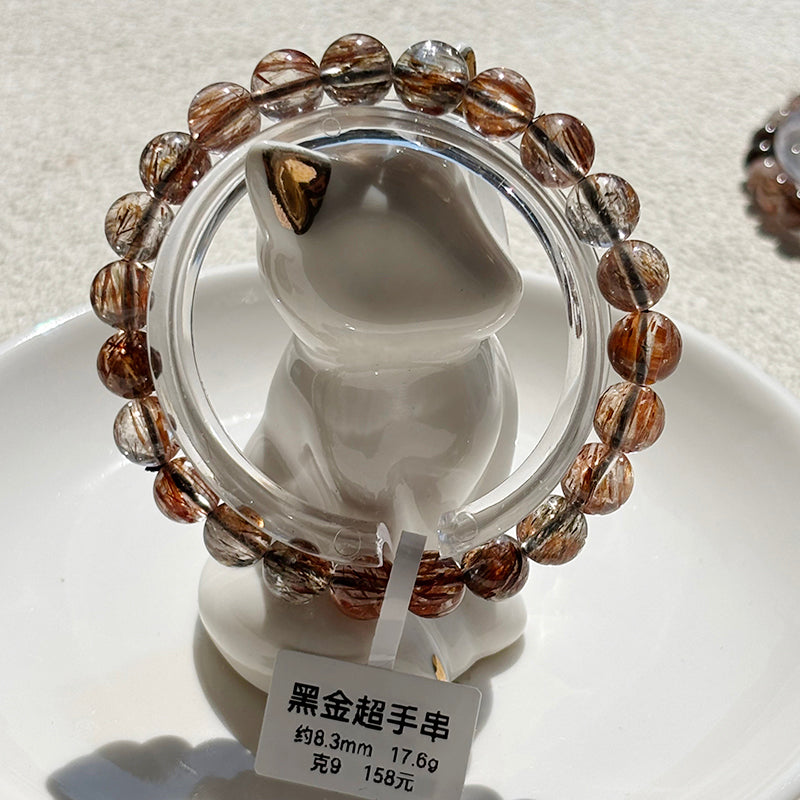 Black Golden Super 7 Bracelet Fine Crystals Bangle