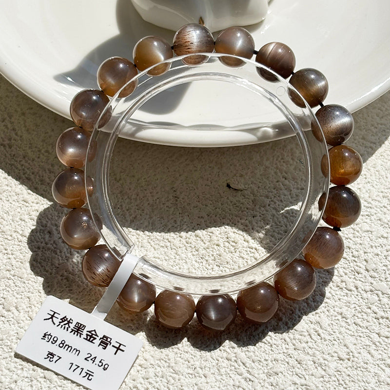 High Quality Skeletal Crystal Bracelet Black Golden Sunstone Bangle