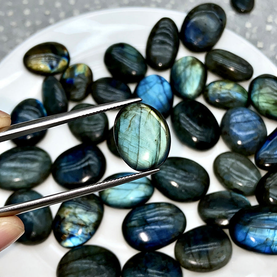 Natural Blue  Purple Flash Labradorite Crystal Palm