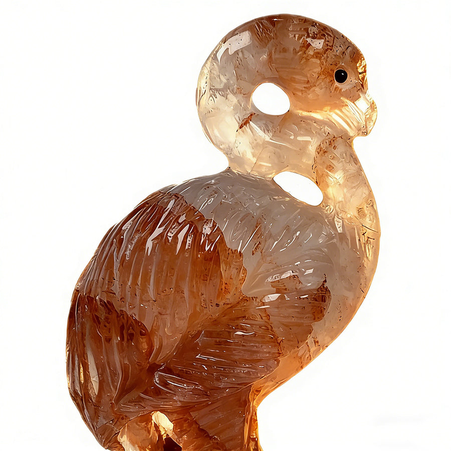 Fire Quartz Flamingo Bird Gemstone  Crystal Animal