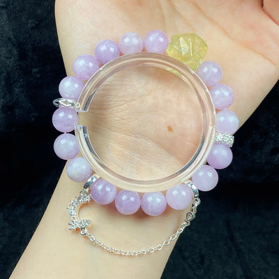 Irregular Citrine 9mm Kunzite Round Bbeads Bracelet Crystal Healing Gemstone Women Jewelry