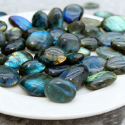 Natural Blue  Purple Flash Labradorite Crystal Palm