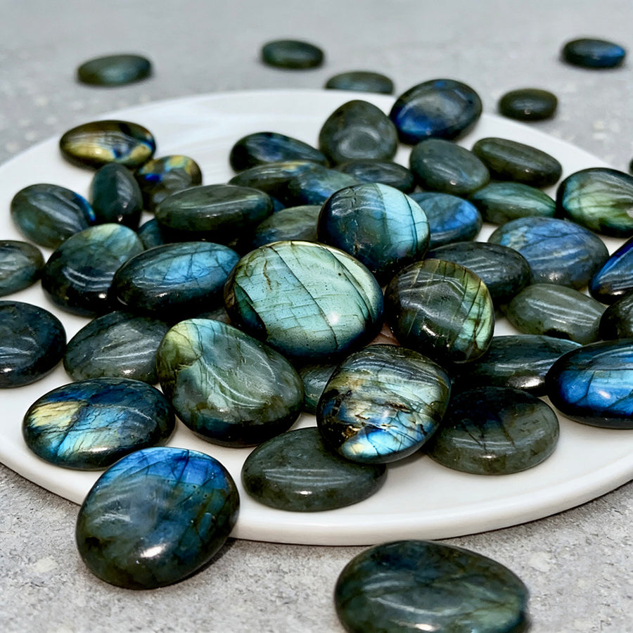 Natural Blue  Purple Flash Labradorite Crystal Palm