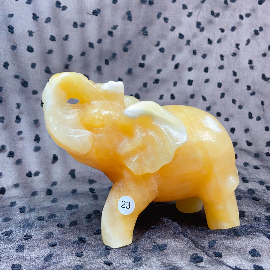 Orange Calcite Crystal  Animal Elephant