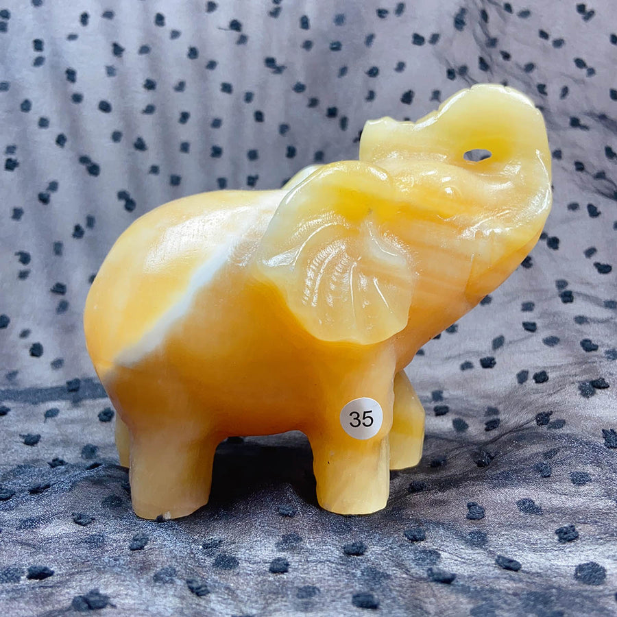 Orange Calcite Crystal  Animal Elephant
