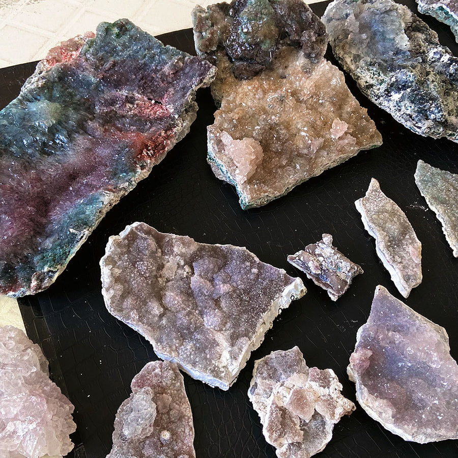 Natural Colored Intention Crystal Raw Stone Slice