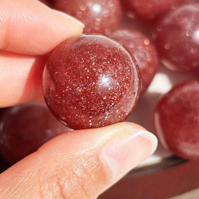 High Quality Pigeon Blood Strawberry Crystal Sphere 24~28mm