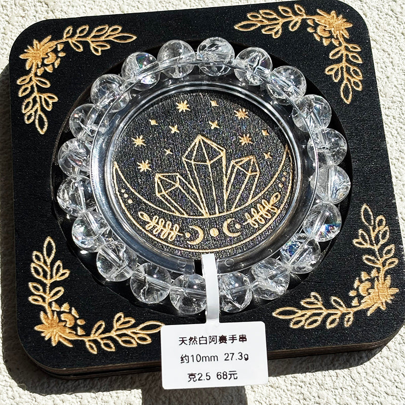 Rainbow Crack Clear Quartz Bracelet White Crystals Bangle Girl's Gift