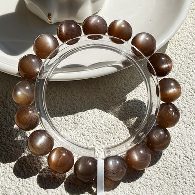 High Quality Skeletal Crystal Bracelet Black Golden Sunstone Bangle