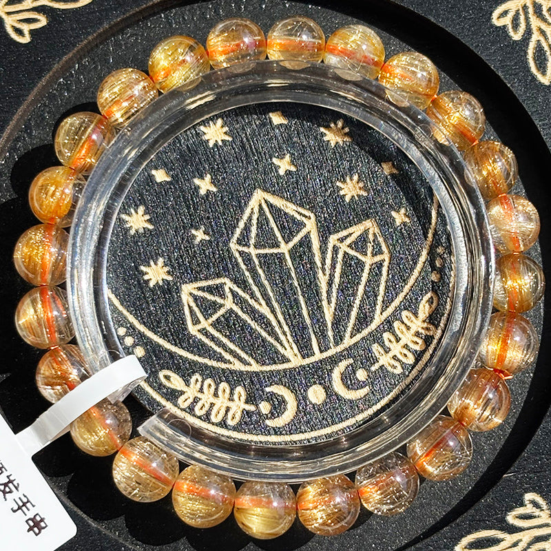 Golden Rutilated Quartz 7.6mm Bracelet High Quality Bangle Gift