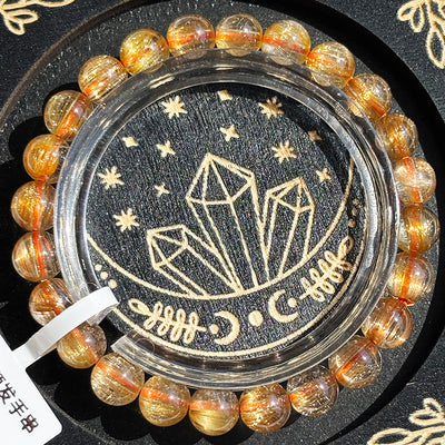 Golden Rutilated Quartz 7.6mm Bracelet High Quality Bangle Gift
