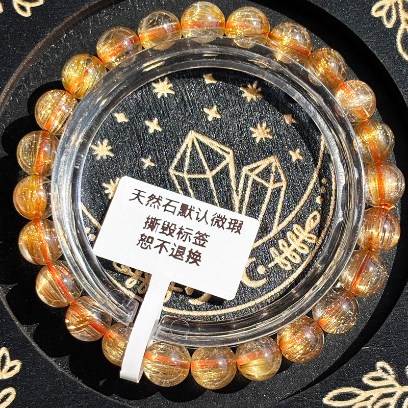 Golden Rutilated Quartz 7.6mm Bracelet High Quality Bangle Gift