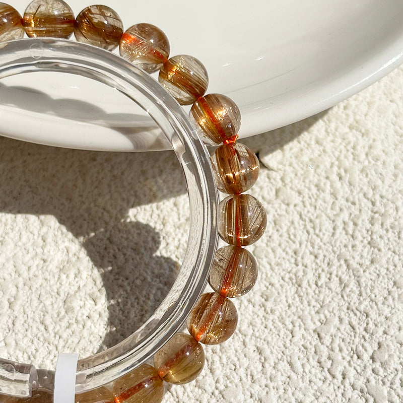 Golden Rutilated Quartz 7.6mm Bracelet High Quality Bangle Gift