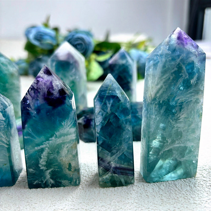 Feather Snowflake Blue Fluorite  Crystals Tower