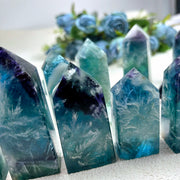 Feather Snowflake Blue Fluorite  Crystals Tower