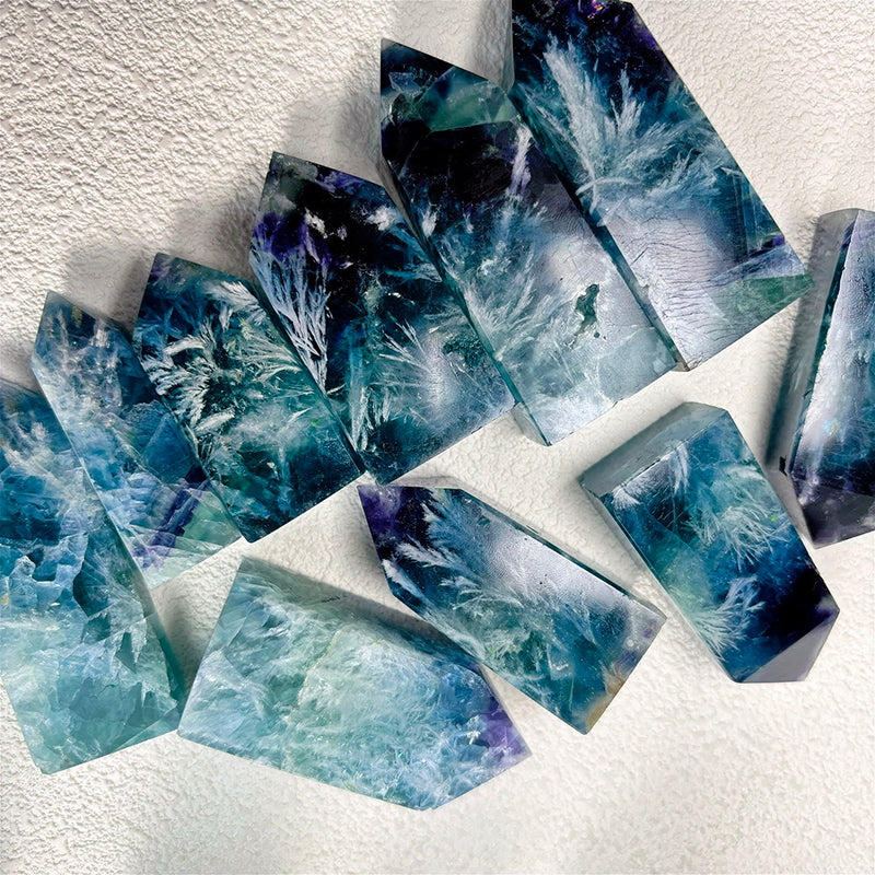 Feather Snowflake Blue Fluorite  Crystals Tower