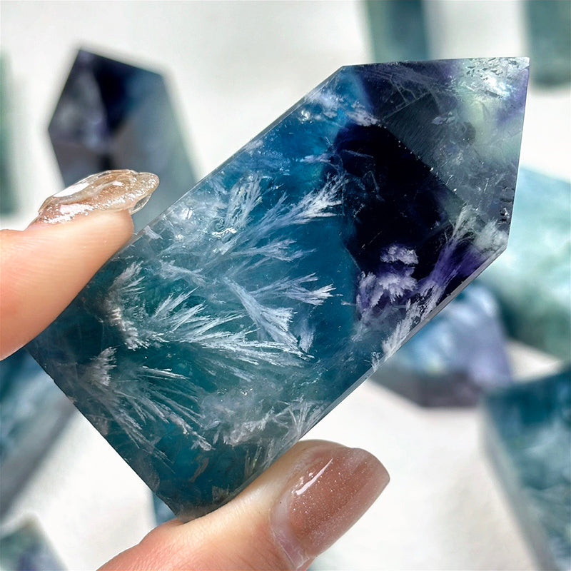 Feather Snowflake Blue Fluorite  Crystals Tower