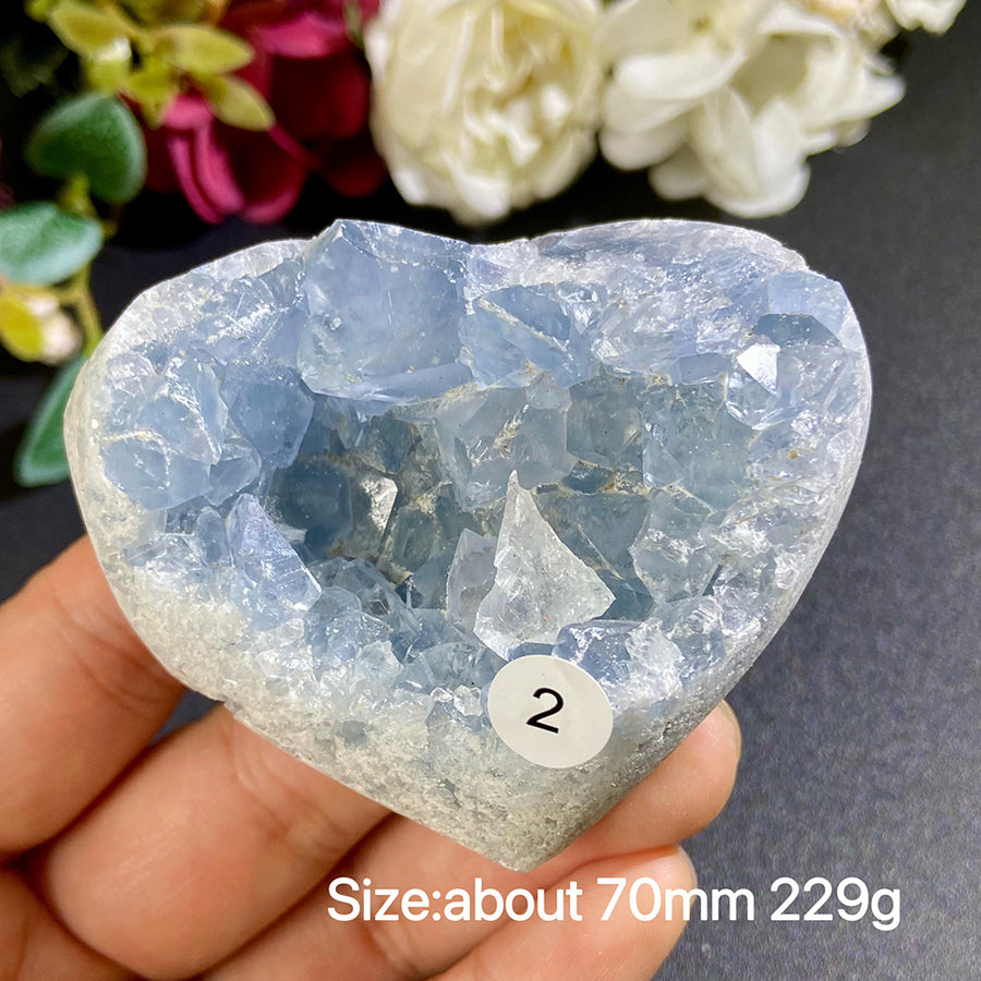 Natural Blue Celestite Geode Specimens - Heart / Drop / Egg Shapes