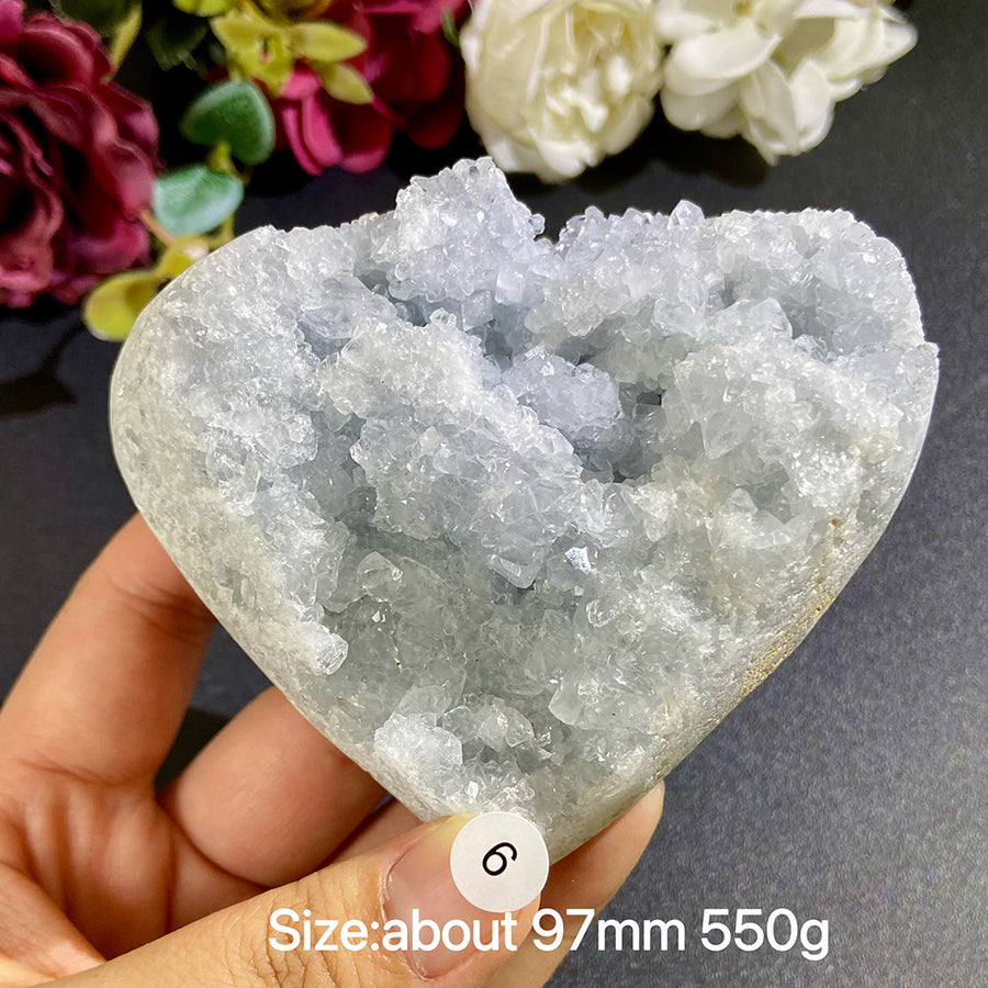 Natural Blue Celestite Geode Specimens - Heart / Drop / Egg Shapes