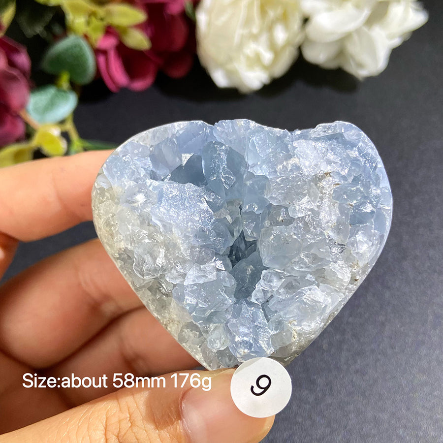 Natural Blue Celestite Geode Specimens - Heart / Drop / Egg Shapes