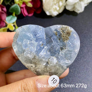 Natural Blue Celestite Geode Specimens - Heart / Drop / Egg Shapes