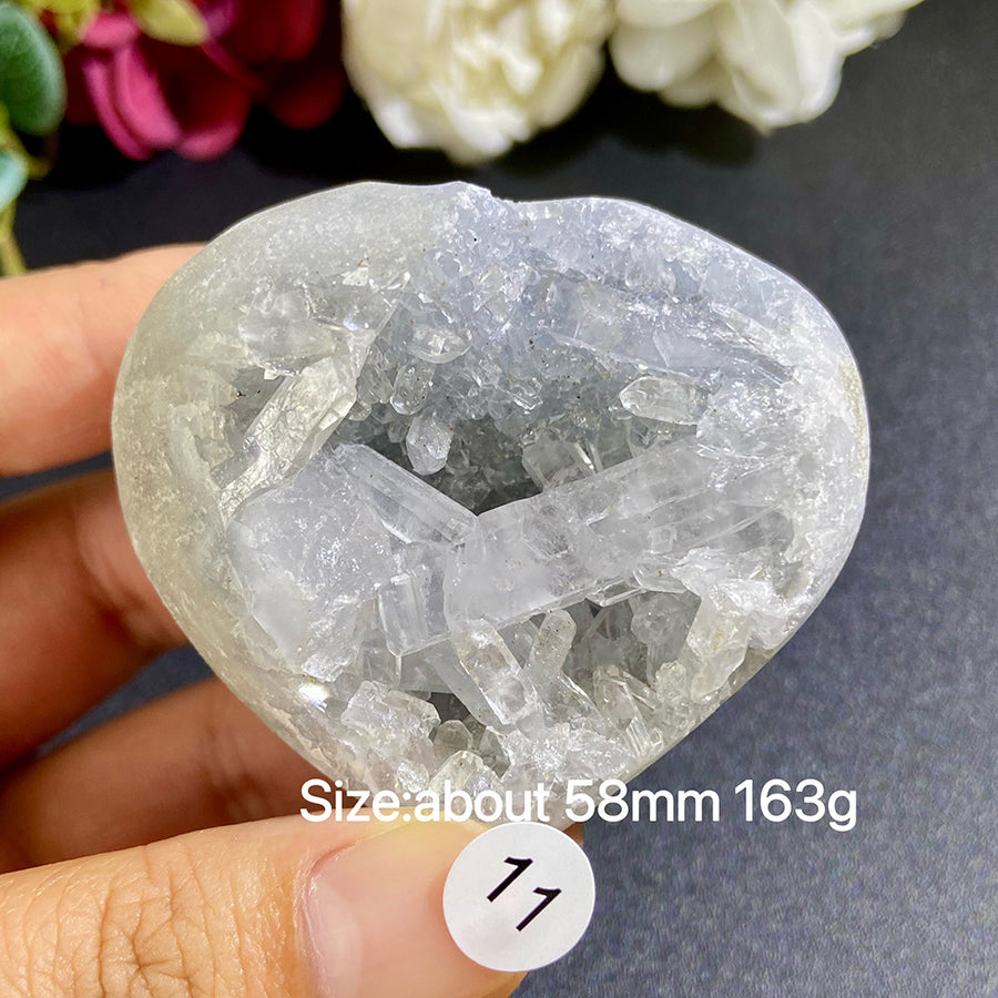 Natural Blue Celestite Geode Specimens - Heart / Drop / Egg Shapes