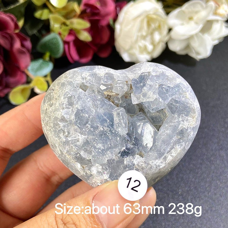 Natural Blue Celestite Geode Specimens - Heart / Drop / Egg Shapes