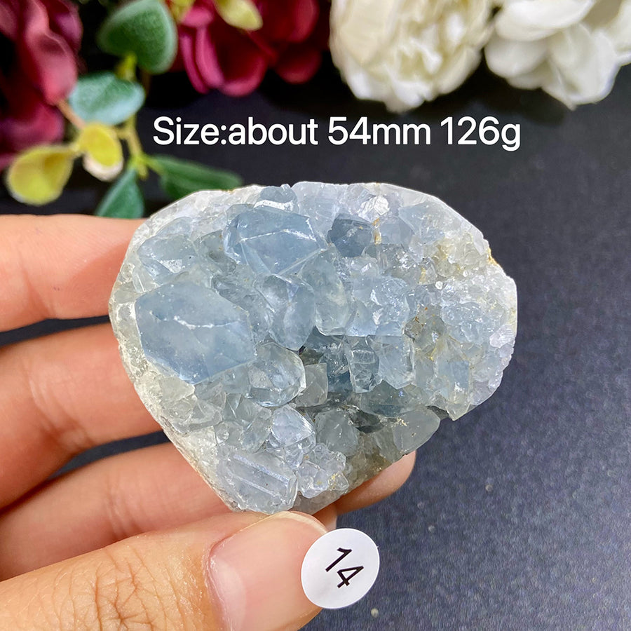 Natural Blue Celestite Geode Specimens - Heart / Drop / Egg Shapes