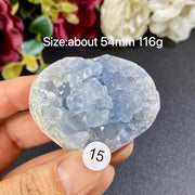 Natural Blue Celestite Geode Specimens - Heart / Drop / Egg Shapes