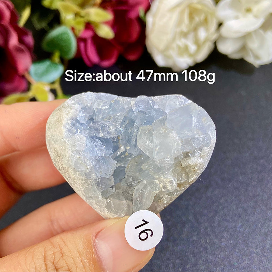 Natural Blue Celestite Geode Specimens - Heart / Drop / Egg Shapes