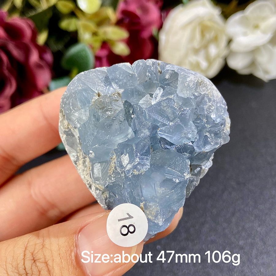 Natural Blue Celestite Geode Specimens - Heart / Drop / Egg Shapes