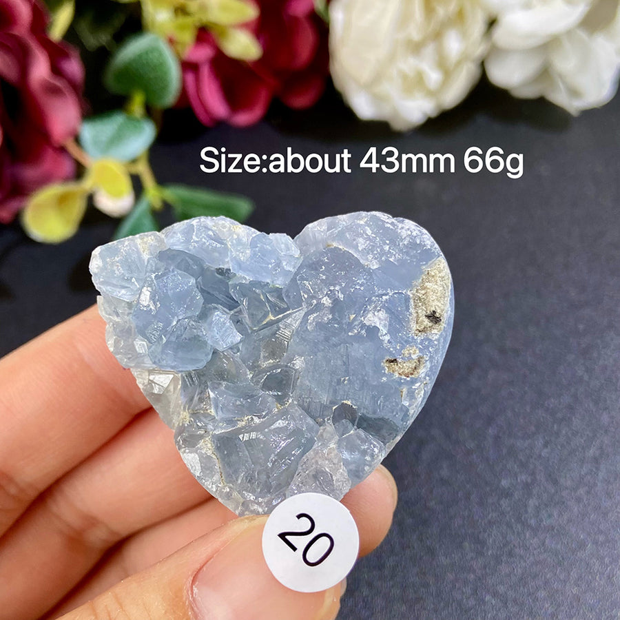 Natural Blue Celestite Geode Specimens - Heart / Drop / Egg Shapes