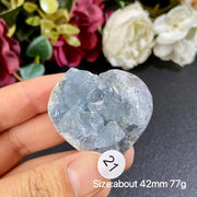 Natural Blue Celestite Geode Specimens - Heart / Drop / Egg Shapes