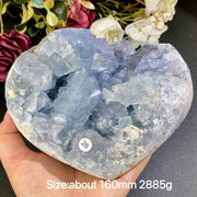 Natural Blue Celestite Geode Specimens - Heart / Drop / Egg Shapes