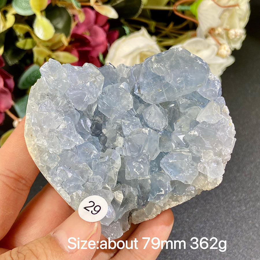 Natural Blue Celestite Geode Specimens - Heart / Drop / Egg Shapes