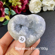 Natural Blue Celestite Geode Specimens - Heart / Drop / Egg Shapes