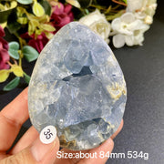 Natural Blue Celestite Geode Specimens - Heart / Drop / Egg Shapes